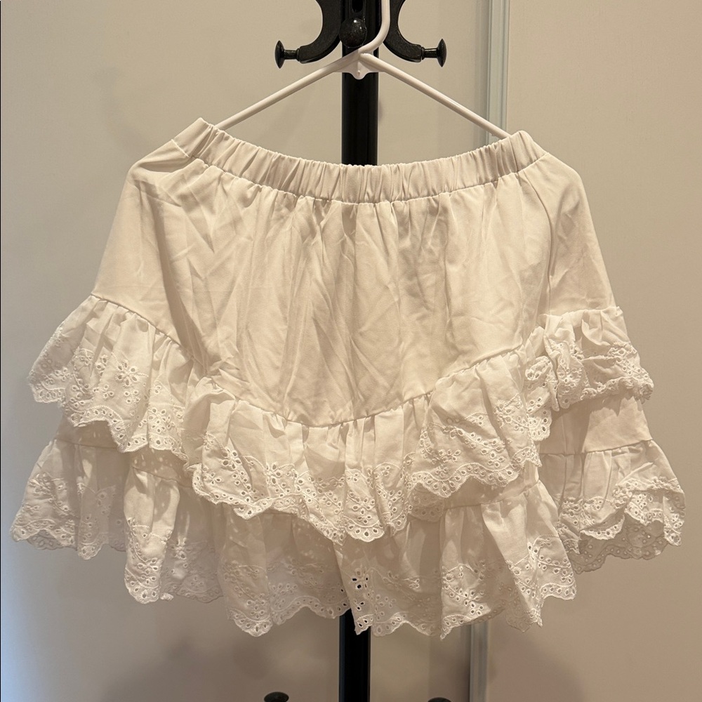 SHEIN White Layered Ruffle Skirt - Picture 2 of 2